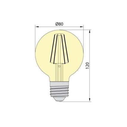 LED Żarówka LEDSTAR AMBER G80 E27/8W/230V 2200K