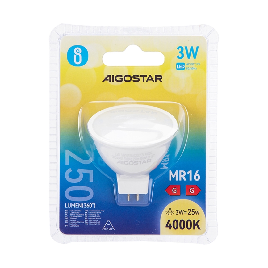 LED Żarówka MR16 GU5,3/3W/12V 4000K - Aigostar