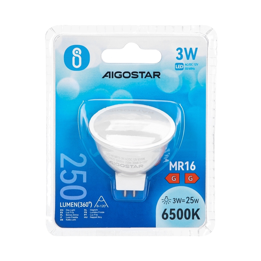 LED Żarówka MR16 GU5,3/3W/12V 6500K - Aigostar