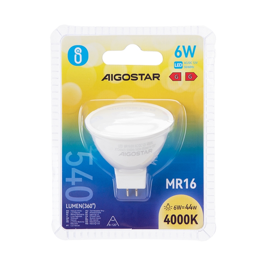 LED Żarówka MR16 GU5,3/6W/12V 4000K - Aigostar