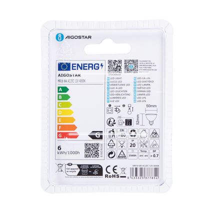 LED Żarówka MR16 GU5,3/6W/12V 4000K - Aigostar