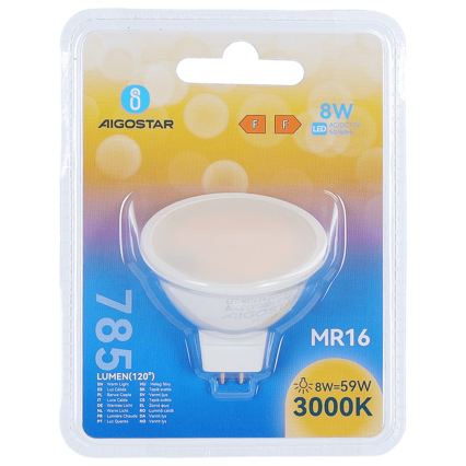 LED żarówka MR16 GU5,3/8W/12V 3000K - Aigostar