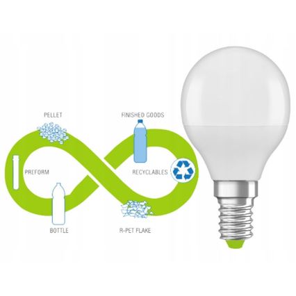 Żarówka LED z recyklingowanego plastiku P45 E14/4,9W/230V 4000K - Osram