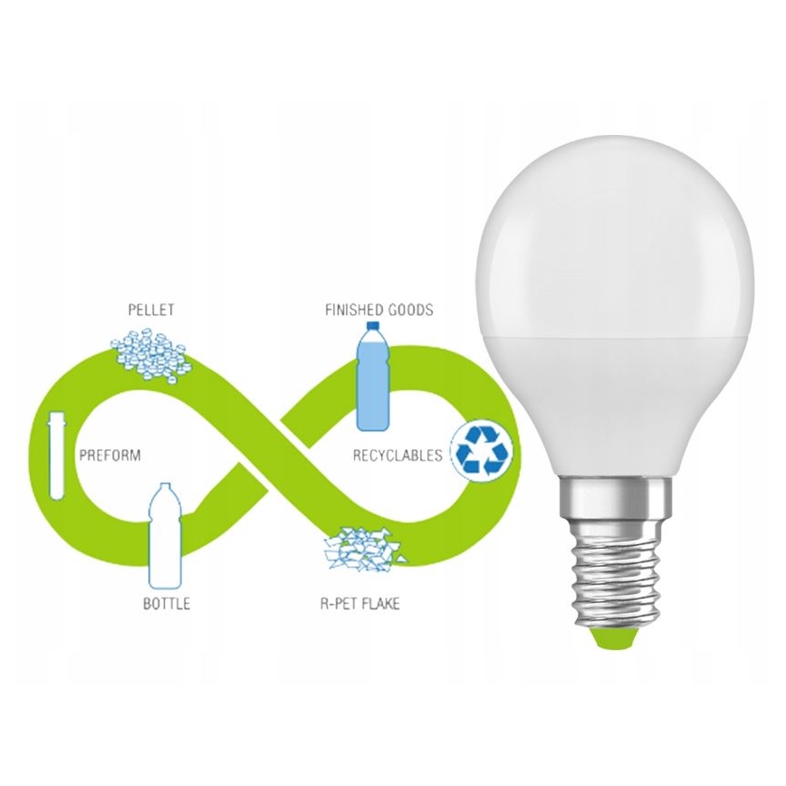 Żarówka LED z recyklingowanego plastiku P45 E14/4,9W/230V 4000K - Osram