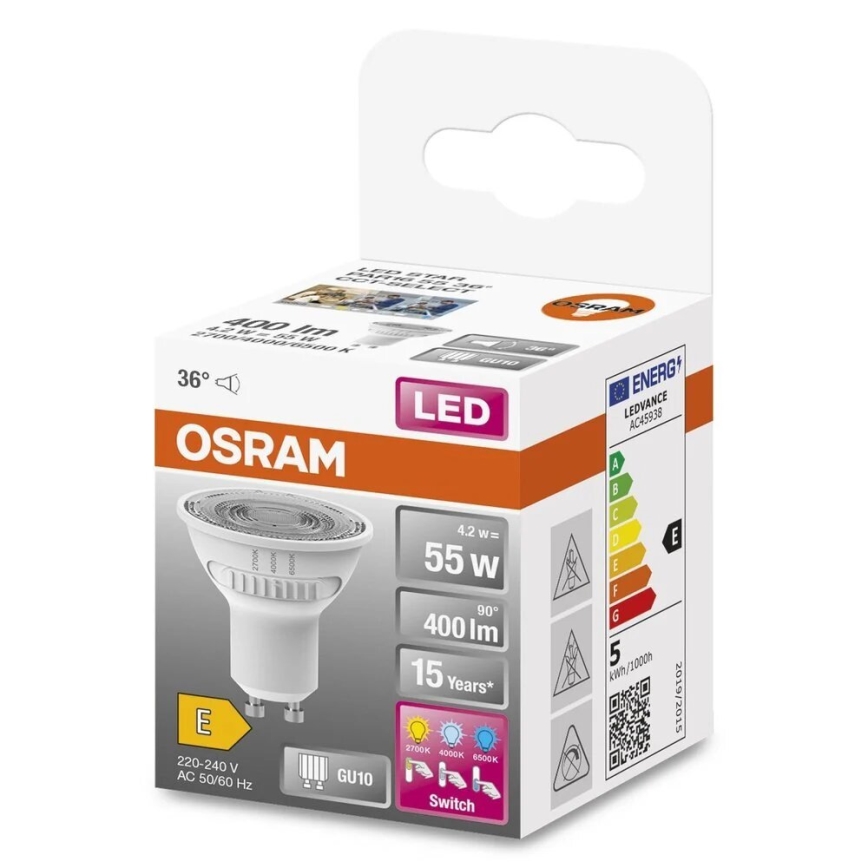 LED Żarówka PAR16 GU10/4,2W/230V 2700/4000/6500K 36° - Osram