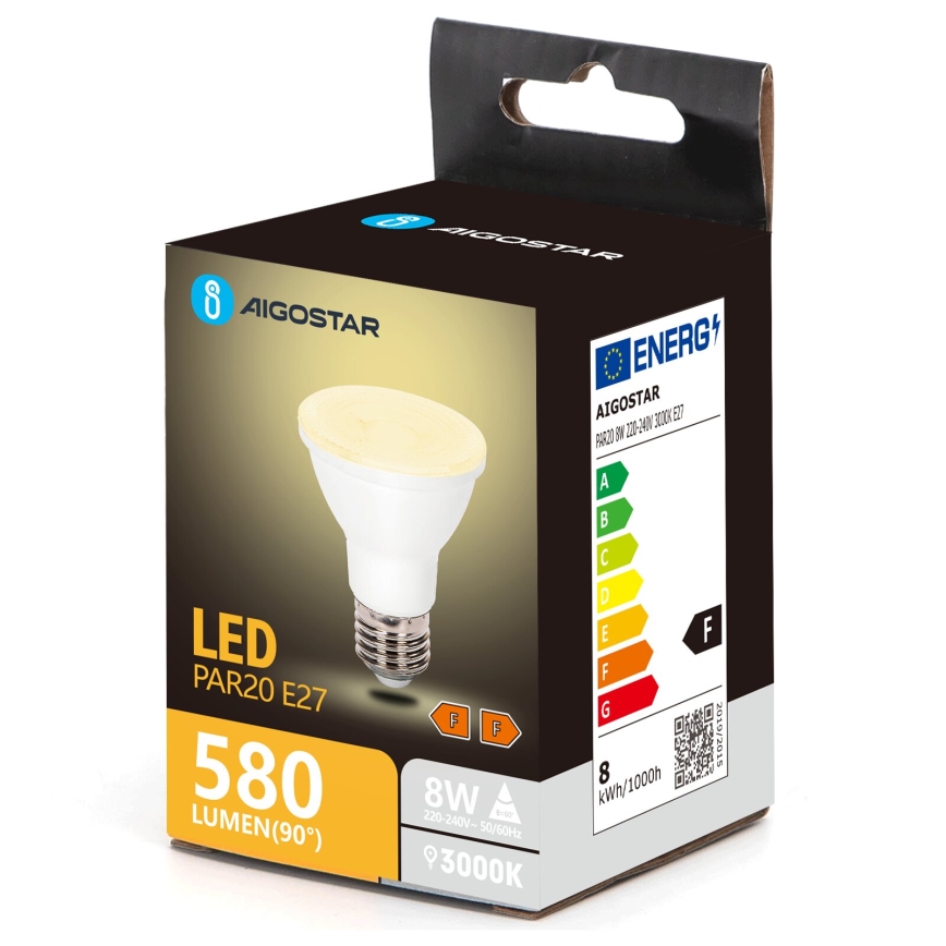 LED Żarówka PAR20 E27/8W/230V 3000K - Aigostar