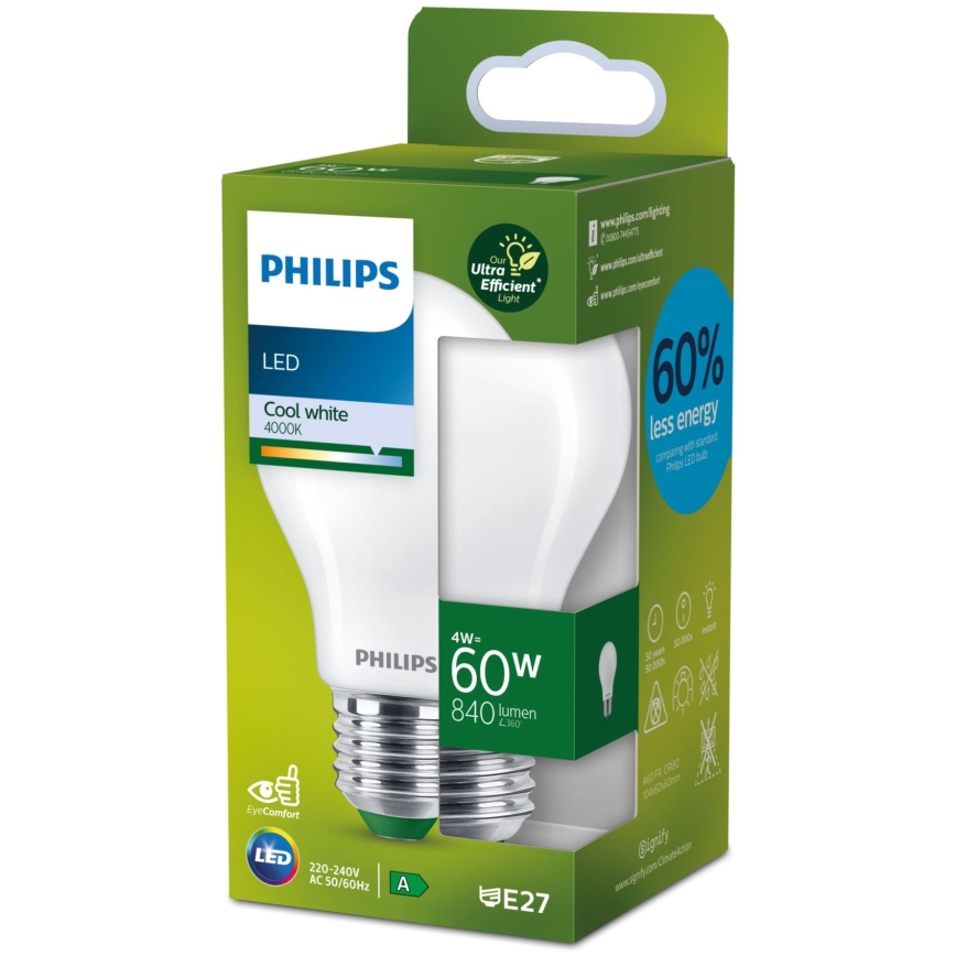 LED Żarówka Philips A60 E27/4W/230V 4000K