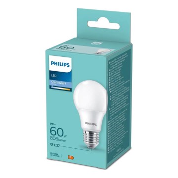 LED Żarówka Philips A60 E27/8W/230V 6500K