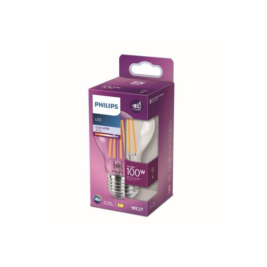 LED Żarówka Philips E27/10,5W/230V 4000K