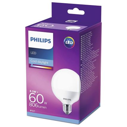 LED Żarówka Philips G95 E27/8,5W/230V 6500K