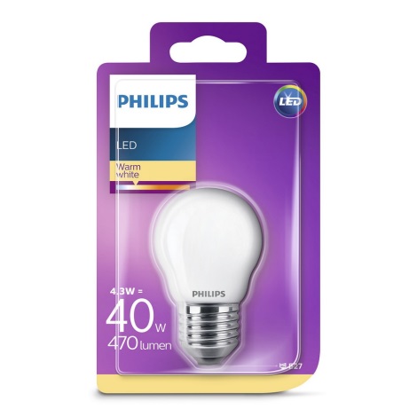 LED Żarówka Philips P45 E27/4,3W/230V 2700K