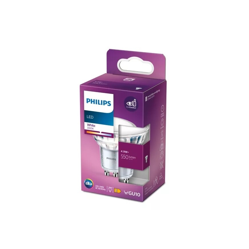 LED Żarówka Philips PAR16 GU10/4,9W/230V 3000K