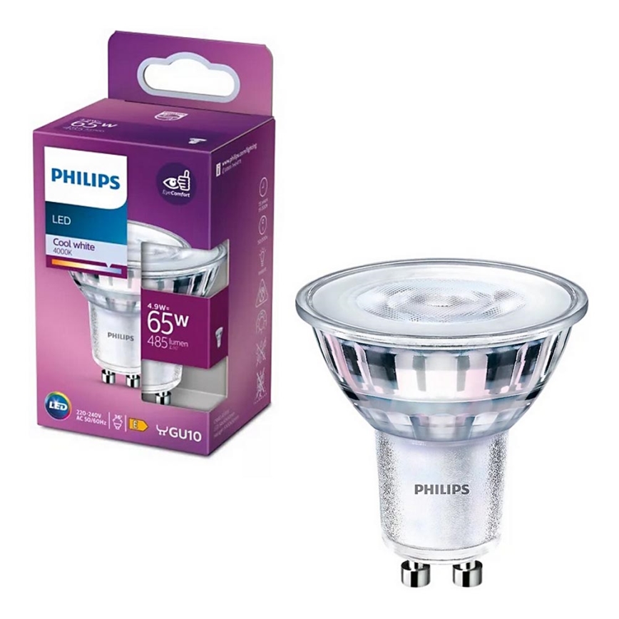 LED Żarówka Philips PAR16 GU10/4,9W/230V 4000K