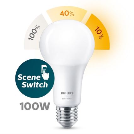 LED Żarówka Philips SCENE SWITCH A67 E27/14W/230V 2200K-2700K