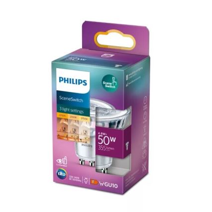 LED Żarówka Philips SCENE SWITCH PAR16 GU10/4,8W/230V 2200/2500/2700K