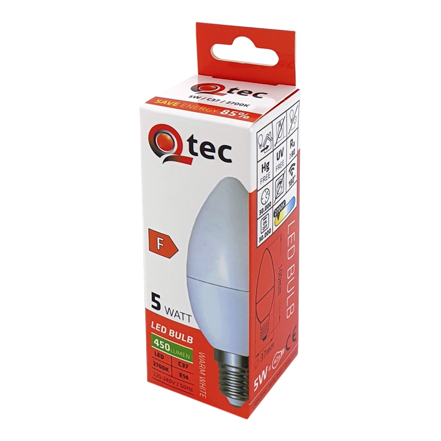 LED Żarówka Qtec C35 E14/5W/230V 2700K