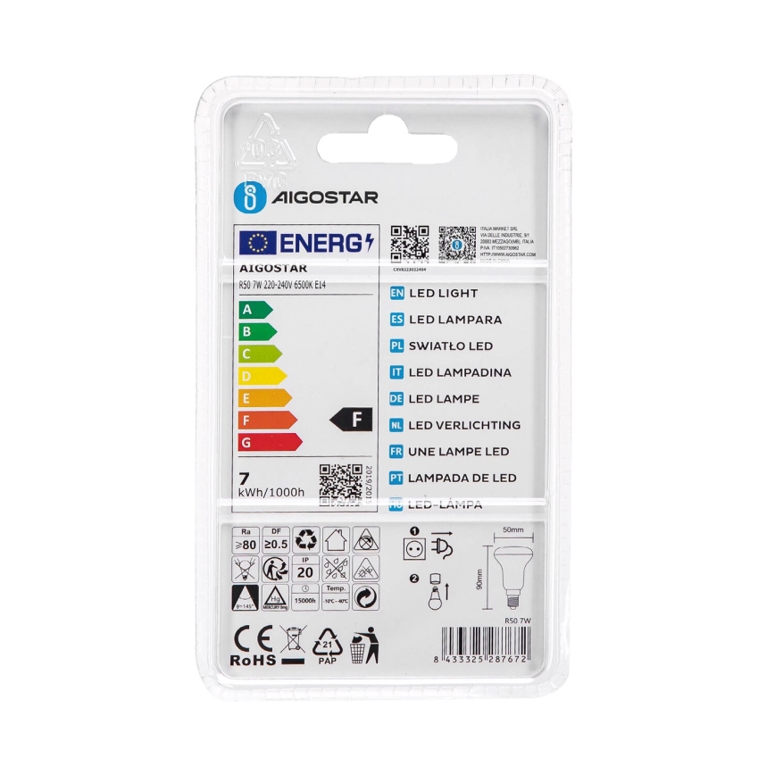 LED Żarówka R50 E14/7W/230V 6500K - Aigostar