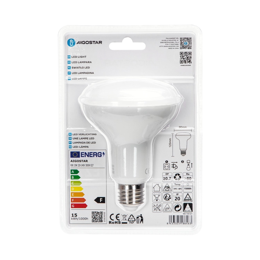 LED Żarówka R90 E27/15W/230V 3000K - Aigostar