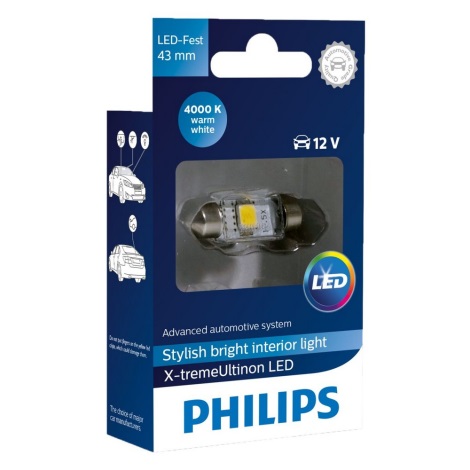 LED Żarówka samochodowa Philips X-TREME VISION 129454000KX1 C5W SV8,5/1W/12V 4000K