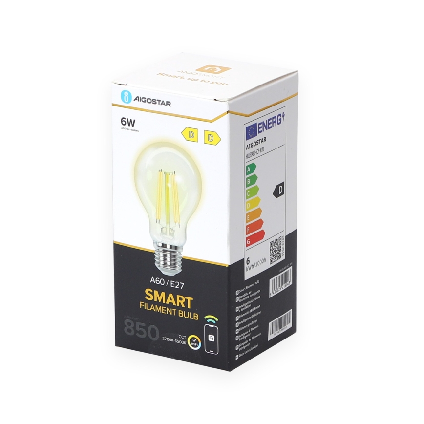 LED Żarówka ściemnialna A60 E27/6W/230V 2700-6500K Wi-Fi - Aigostar