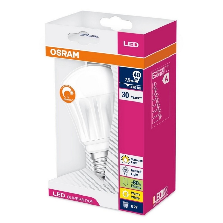 LED Żarówka ściemnialna BIRNE E27/7,5W/230V 2700K - Osram