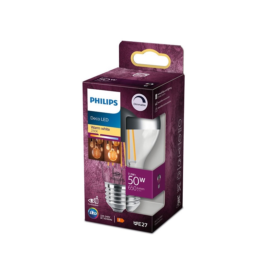 LED Żarówka ściemnialna DECO Philips A60 E27/7,2W/230V 2700K