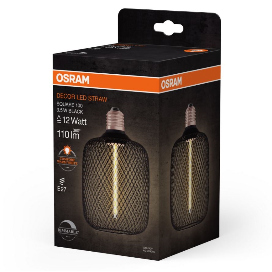LED Żarówka ściemnialna DECOR FILAMENT E27/3,5W/230V 1800K czarna - Osram