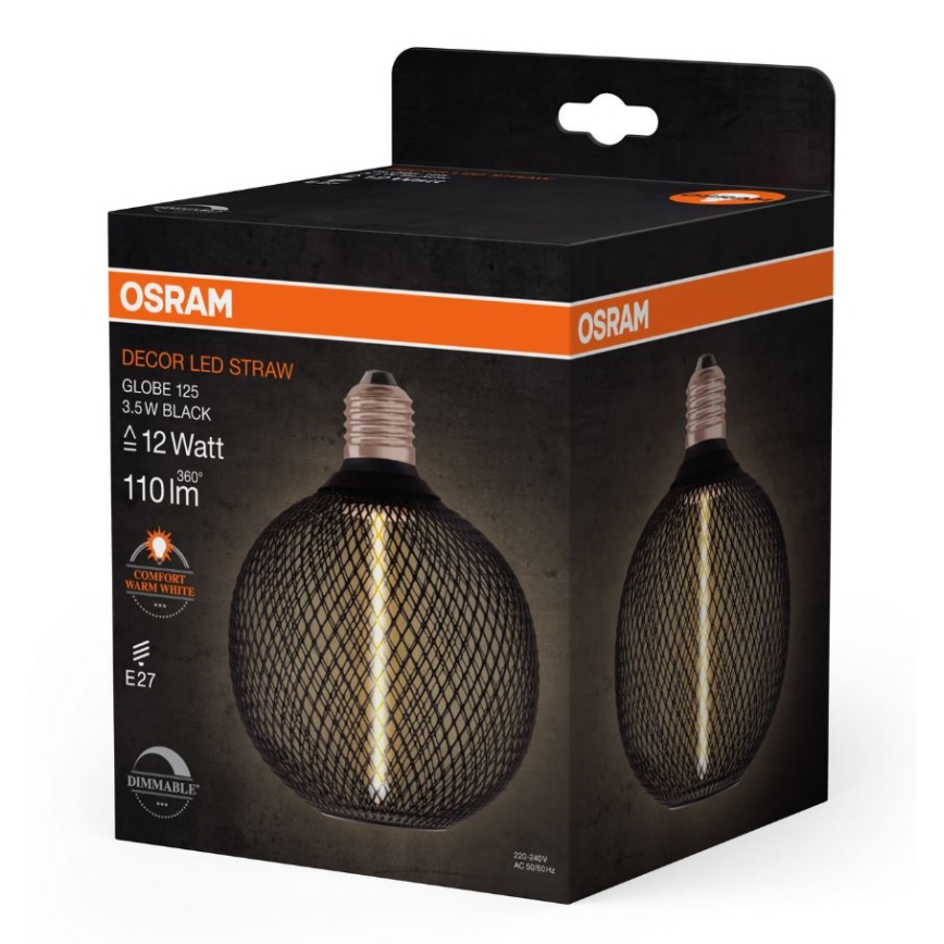 LED Żarówka ściemnialna DECOR  FILAMENT G125 E27/3,5W/230V 1800K czarna - Osram
