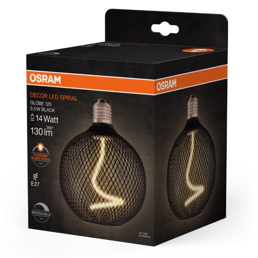 LED Żarówka ściemnialna DECOR FILAMENT G125 E27/3,5W/230V 1800K czarna - Osram
