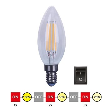 LED Żarówka ściemnialna E14/4W/230V C35 2700-3000K