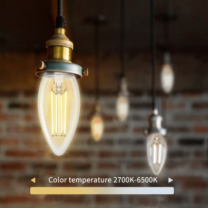 LED Żarówka ściemnialna FILAMENT C35 E27/4,5W/230V 2700-6500K Wi-Fi - Aigostar