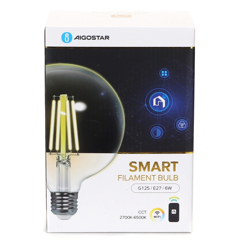 LED Żarówka ściemnialna FILAMENT G125 E27/6W/230V 2700-6500K Wi-Fi - Aigostar