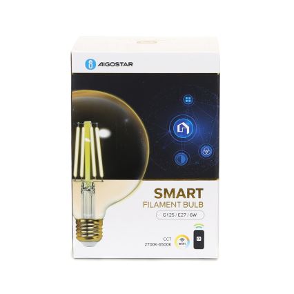 LED Żarówka ściemnialna FILAMENT G125 E27/6W/230V 2700-6500K Wi-Fi - Aigostar