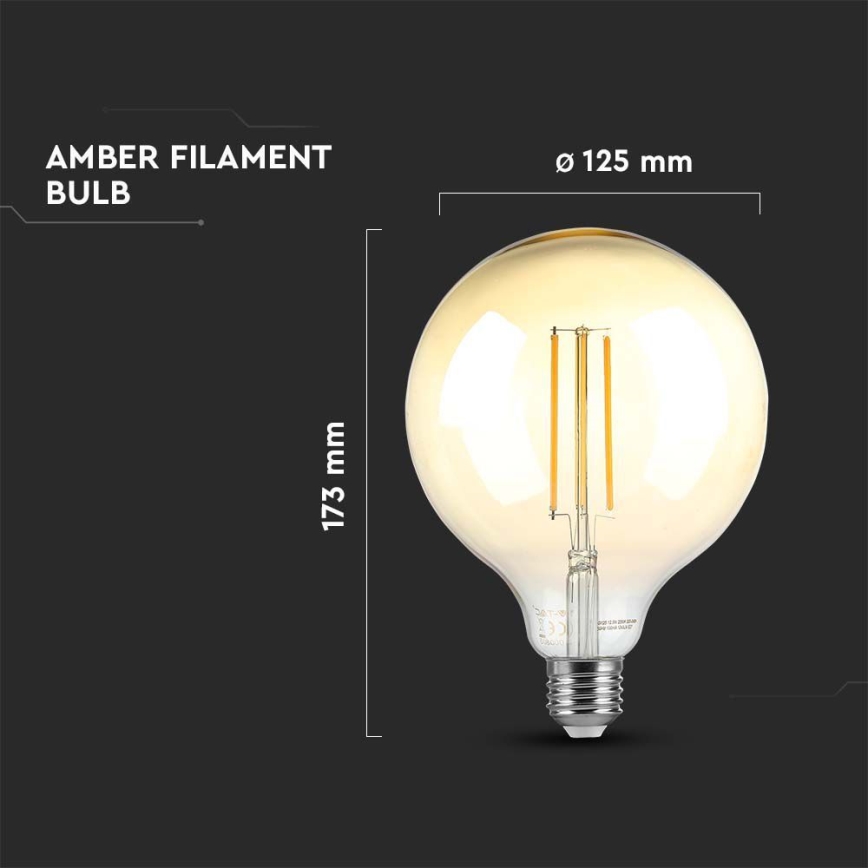 LED Żarówka ściemnialna FILAMENT G125 E27/8W/230V 2200K
