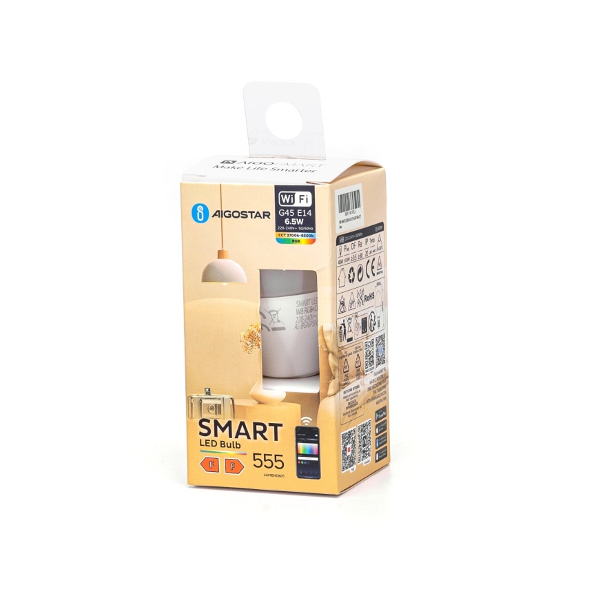 LED Żarówka ściemnialna FILAMENT G45 E14/6,5W/230V 2700-6500K Wi-Fi - Aigostar