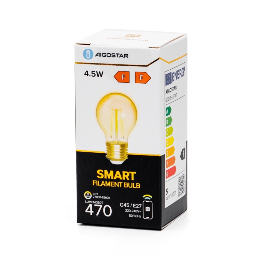 LED Żarówka ściemnialna FILAMENT G45 E27/4,5W/230V 2700-6500K Wi-Fi - Aigostar