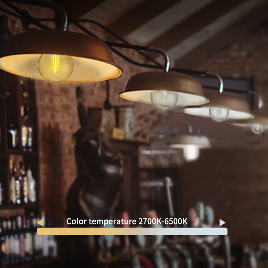 LED Żarówka ściemnialna FILAMENT G45 E27/4,5W/230V 2700-6500K Wi-Fi - Aigostar