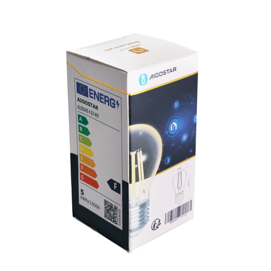LED Żarówka ściemnialna FILAMENT G45 E27/4,5W/230V 2700-6500K Wi-Fi - Aigostar