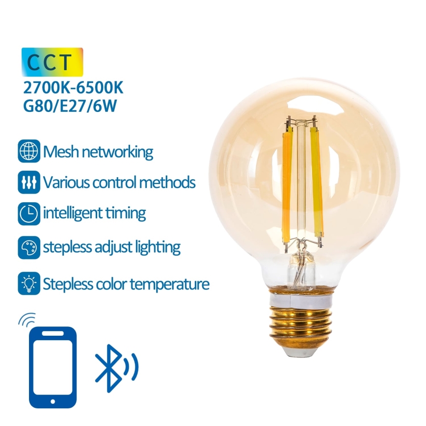 LED Żarówka ściemnialna FILAMENT MESH Smart G80 E27/6W/230V 2700-6500K - Aigostar