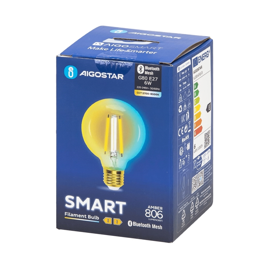 LED Żarówka ściemnialna FILAMENT MESH Smart G80 E27/6W/230V 2700-6500K - Aigostar
