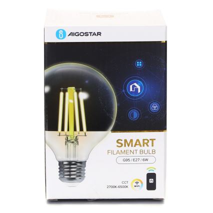 LED Żarówka ściemnialna FILAMENT G95 E27/6W/230V 2700-6500K Wi-Fi - Aigostar