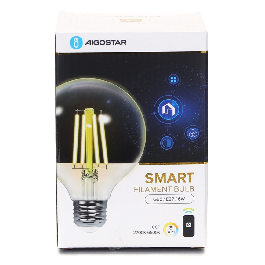 LED Żarówka ściemnialna FILAMENT G95 E27/6W/230V 2700-6500K Wi-Fi - Aigostar