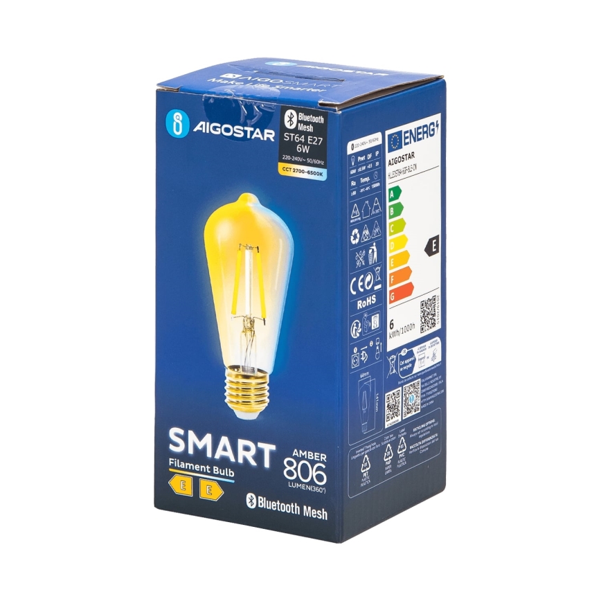 LED Żarówka ściemnialna FILAMENT MESH Smart ST64 E27/6W/230V 2700-6500K - Aigostar