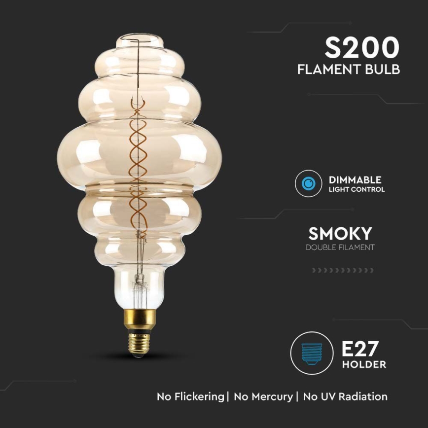 LED Żarówka ściemnialna FILAMENT S200 E27/8W/230V 1800K