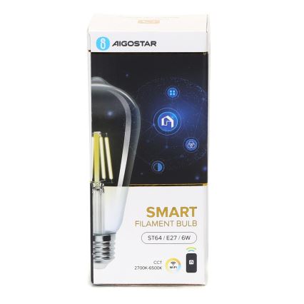 LED Żarówka ściemnialna FILAMENT ST64 E27/6W/230V 2700-6500K Wi-Fi - Aigostar