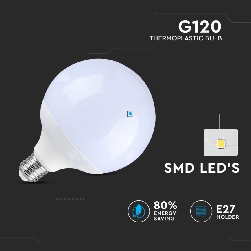 LED Żarówka ściemnialna G120 E27/13W/230V 6400K