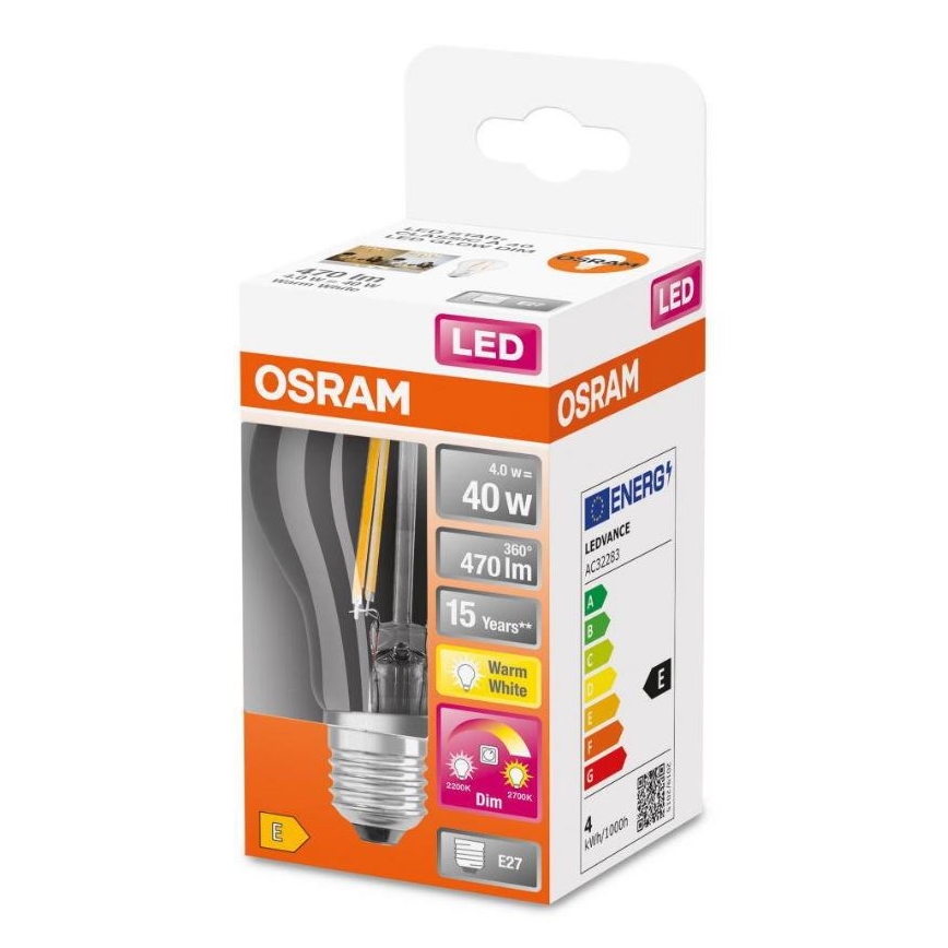 LED Żarówka ściemnialna GLOW DIM A60 E27/4W/230V 2200-2700K - Osram