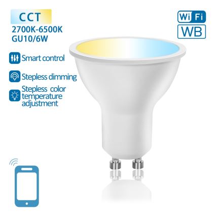 LED Żarówka ściemnialna GU10/6W/230V 2700-6500K Wi-Fi - Aigostar