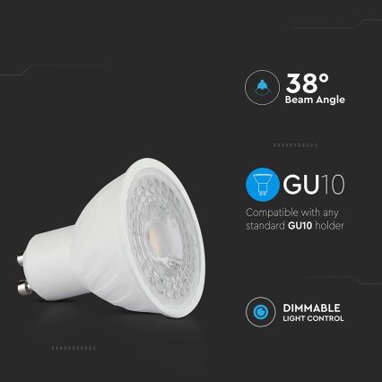 LED Żarówka ściemnialna GU10/6W/230V 6500K 38°