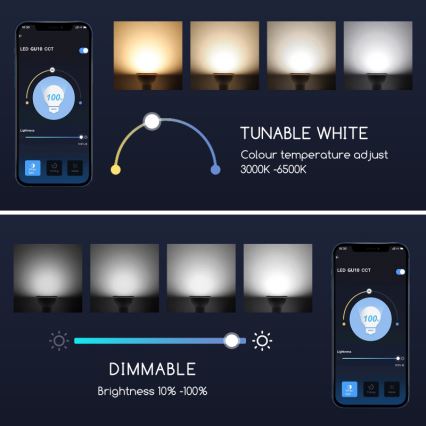 LED Żarówka ściemnialna GU10/7W/230V 3000-6500K Wi-Fi - Aigostar